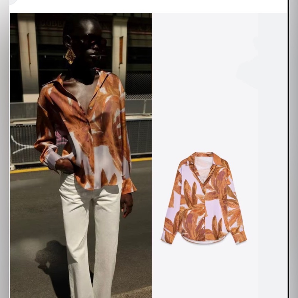 Zara Brand New Satin shirt 
Floral Print Women's Top Size L